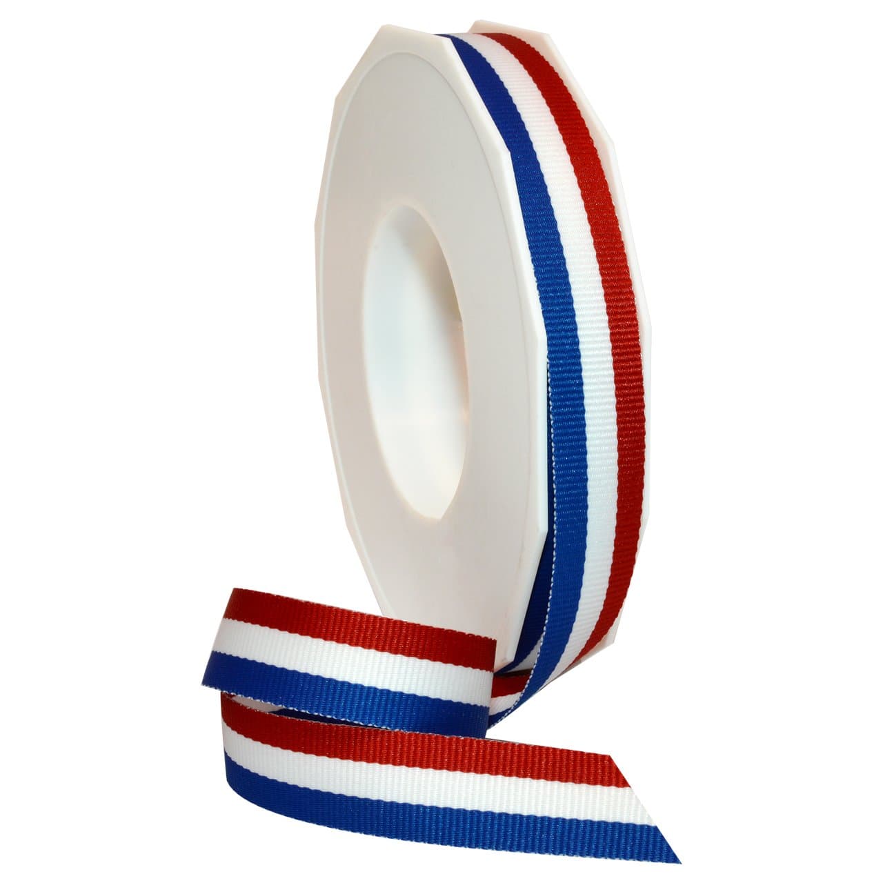 Morex Ribbon 93603/20-914 Striped Grosgrain Ribbon 5/8" X 20 YD Patriotic Ribbon for Gift Wrapping, Red/White/Blue, 4th of July Decorations, American Flags Art Supplies Gift Ribbons for Crafts