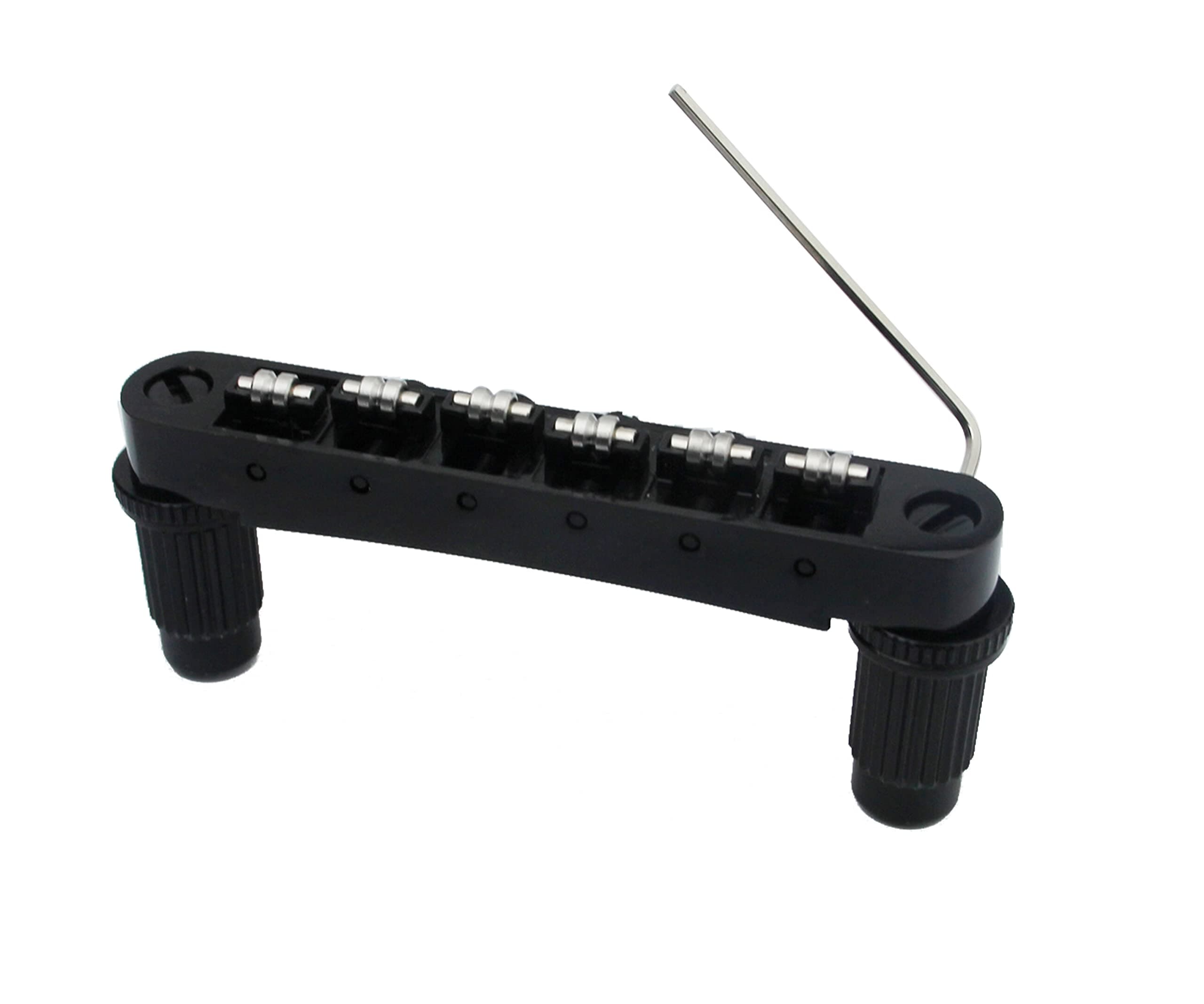 Guitar Tune-O-Matic Roller Saddle Bridge Replacement Part Compatible with Gibson Les Paul LP SG Style 6 String ElectricÃ‚ Guitar - GM005, Black