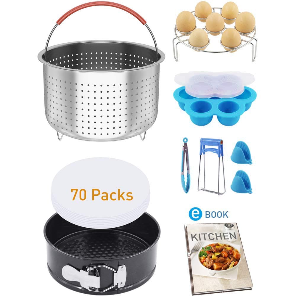 Nextamz 79 PCS Pressure Cooker Accessories Set Compatible with Instant pot 6,8 Qt - Steamer Baskets, Springform Pan, Egg Rack, Egg Bites Mold, Bowl Dish Clip, Oven Mitts,Electronic Recipe