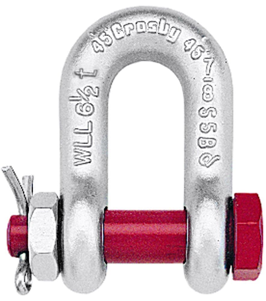 Crosby 1019846 Carbon Steel S-2150 Bolt Type Chain Shackle, Self-Colored, 6-1/2 Ton Working Load Limit, 7/8" Size