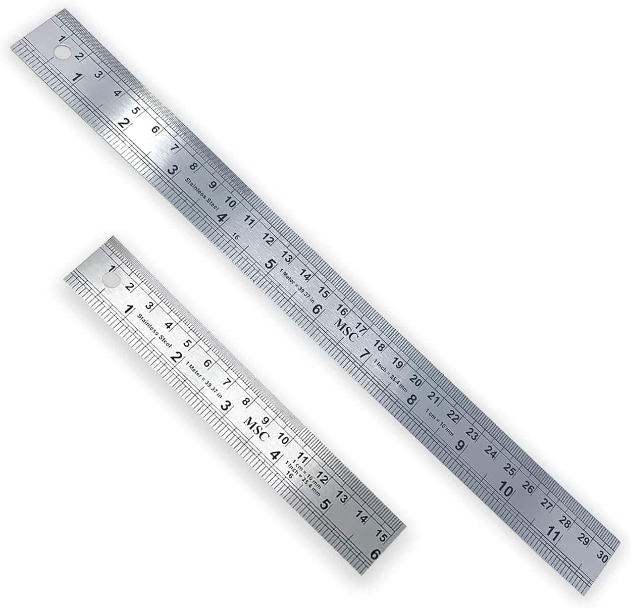 MSC Stainless Steel Metal Shatterproof Straight Edge Metric Ruler Ideal for Sewing (30 cm)