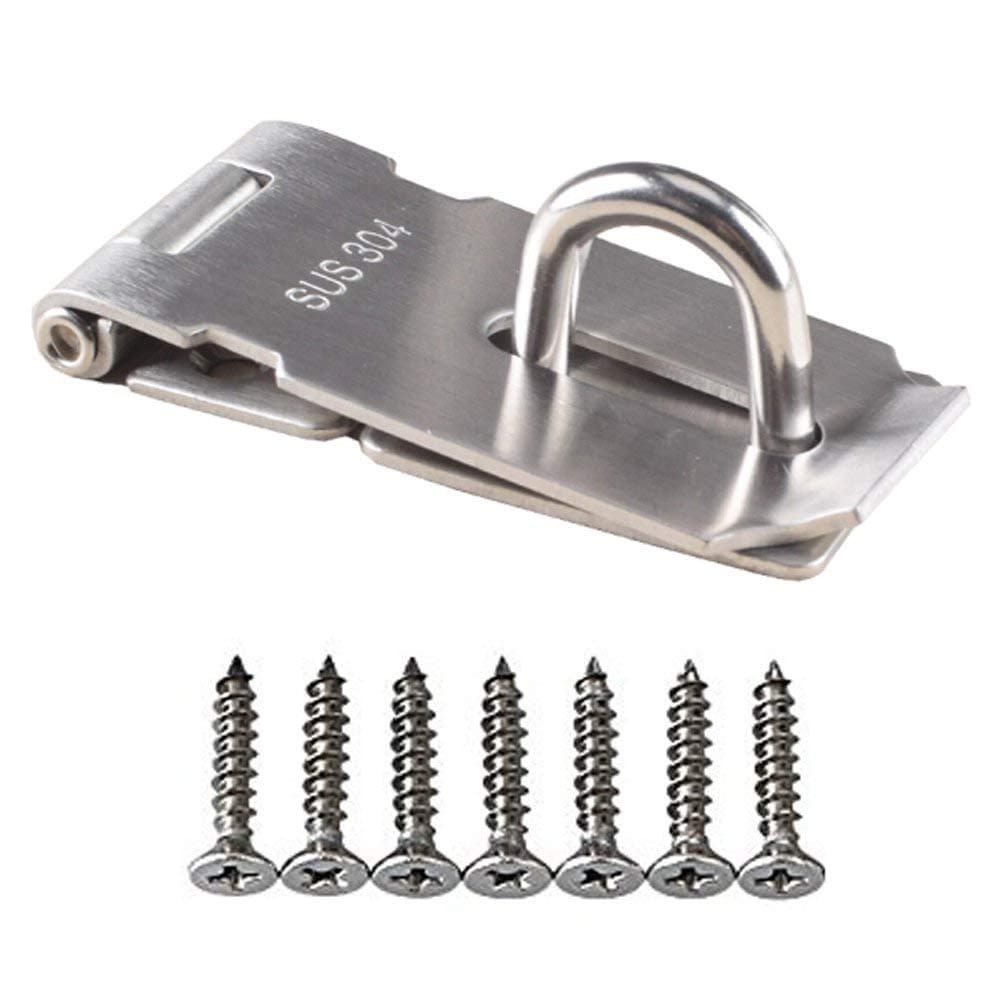 Howhome Padlock Hasp Staple Safety Door Clasp Gate Lock Latch, SUS 304 Stainless Steel Door Bolt Latch (3-inch)