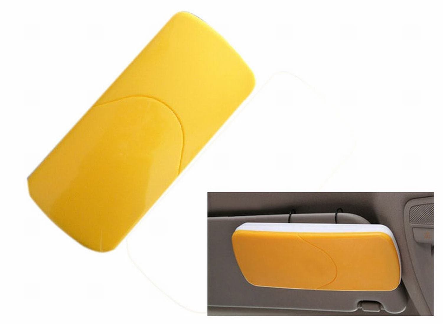 CUGLB Car Tissue Box, Exquisite and Fashionable Auto Accessories Car Sun Visor Tissue Box Paper Case Napkin Holder with U-Shaped Clip for Car Automotive (Yellow)