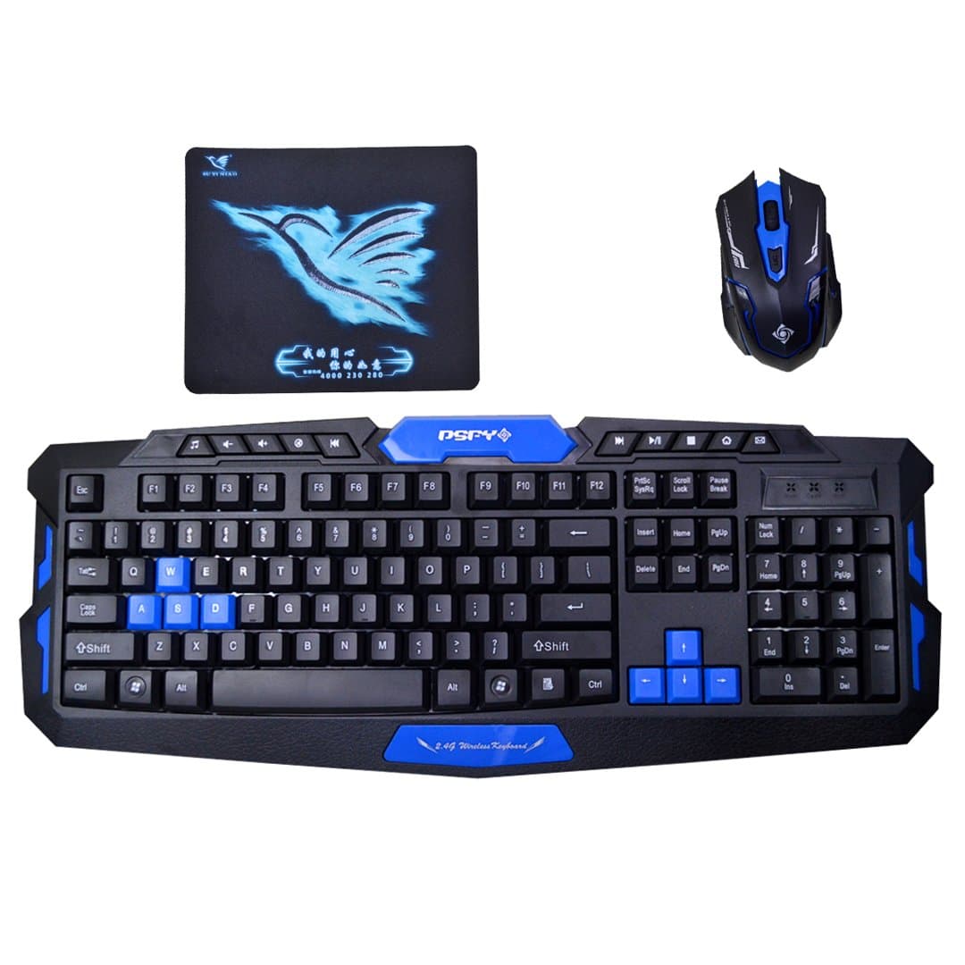 LA HAUTE Wireless Gaming Keyboard and Mouse Combo 2.4Ghz Wireless Multimedia Entertainment Keyboard Sets with1000/1600DPI Game Mouse for Desktop, PC,Laptop,Blue