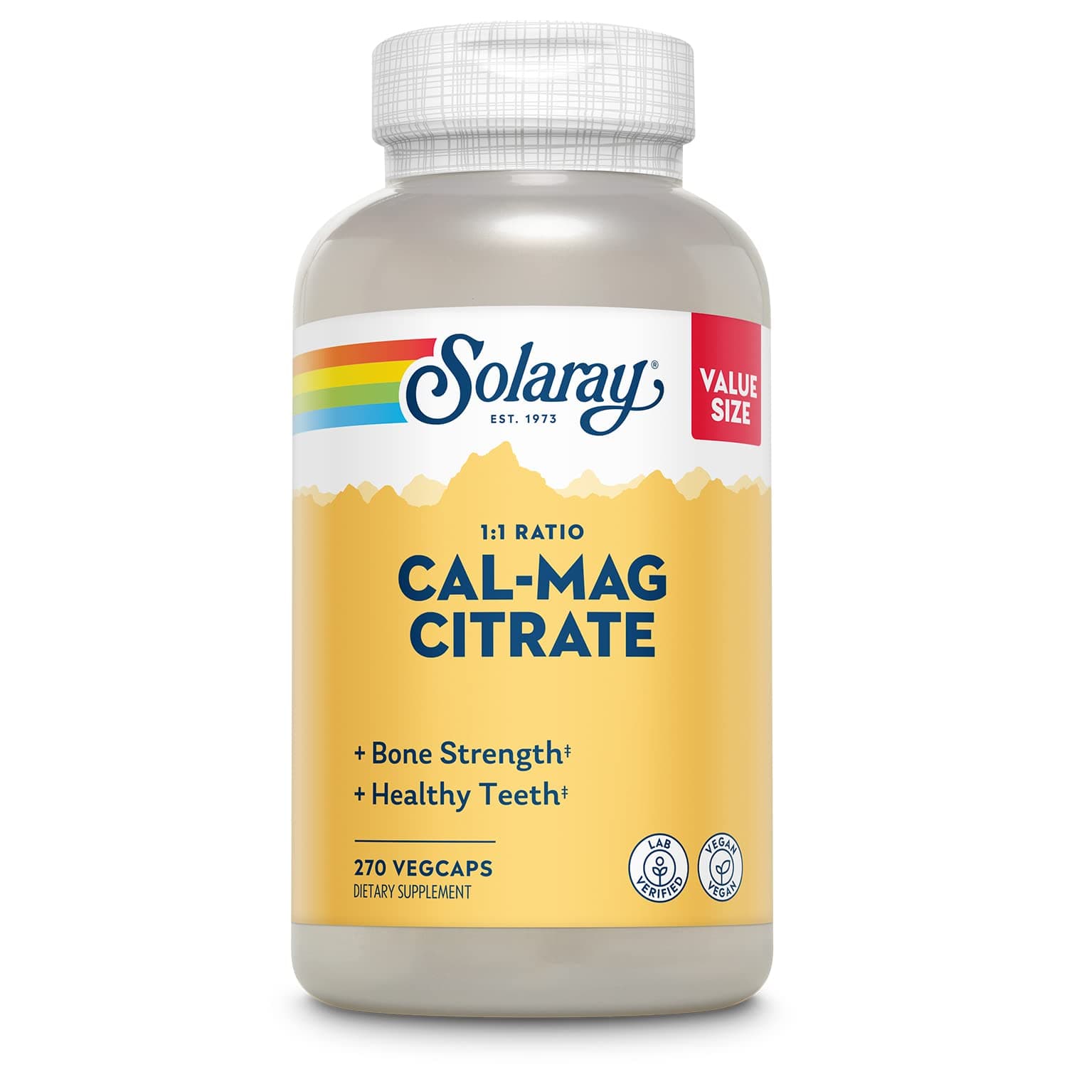 Calcium Magnesium Citrate 1000mg 1:1 Ratio, Bone Strength Supplement, Muscle, Nerve and Bone Health Support, Chelated for High Absorption, 60-Day Guarantee, 45 Servings, 270 VegCaps