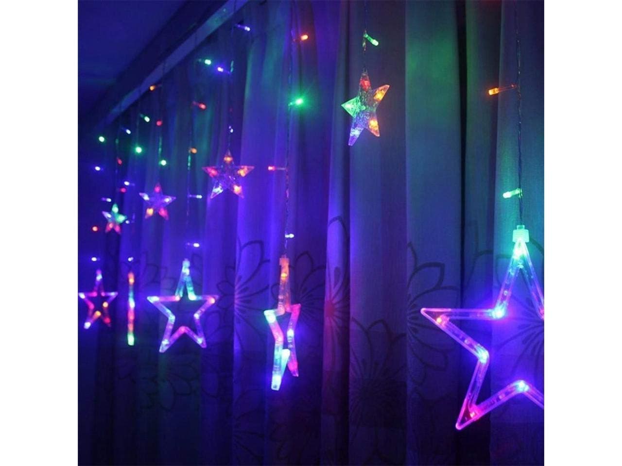 ZZEBRA DECORATE Multicolor Star: 2.5M 138 led Star String Lights Christmas Star Fairy Light Garland led Curtain Home/Party/Birthday Decoration