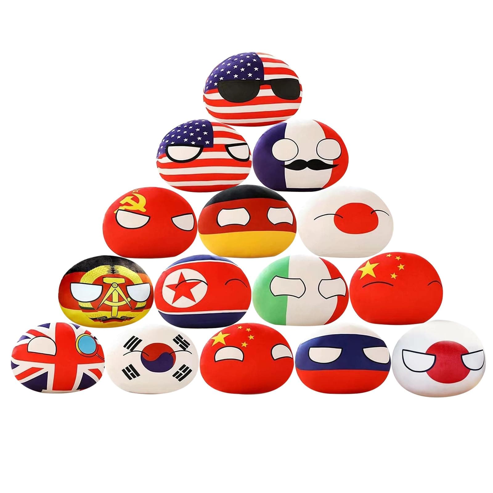 SAXTZDS 15 PCS Country Ball Plushies Pillow Pillow Pendant/Cartoon Poland Ball Doll Plush/Children Adult Gift Plush Pendant and 10cm（4in）