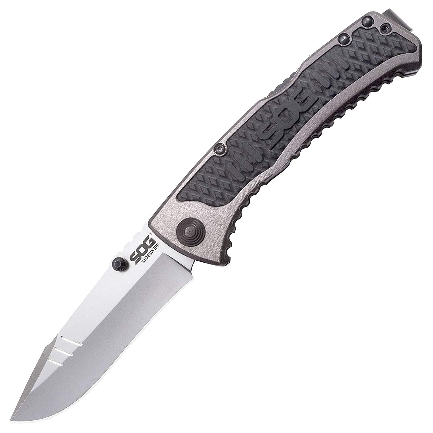 Knives Grey Anodized Aluminum and GRN Sideswipe Lockback Stainless Pocket Knife SW1011-CP