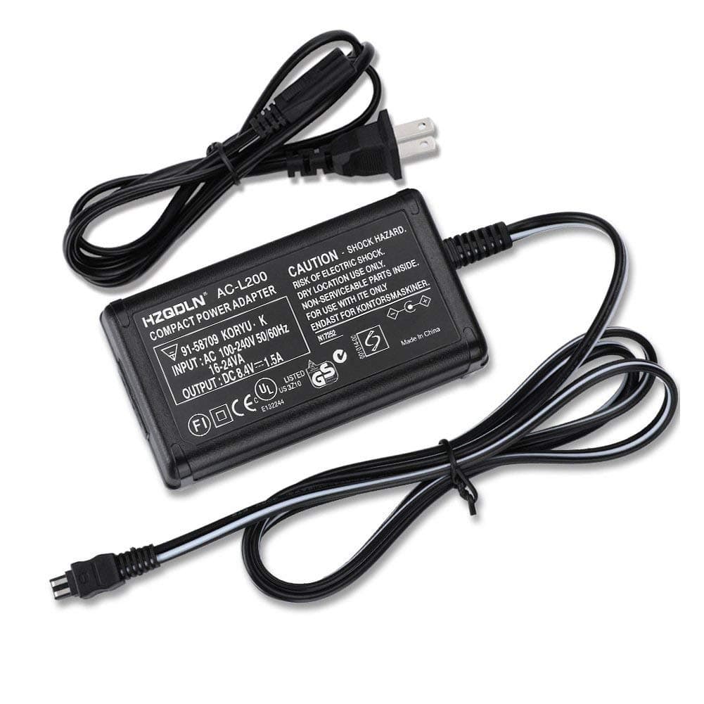 AC-L200 AC Power Adapter Charger for Sony DCR-SX40, DCR-SX41, DCR-SX44, DCR-SX45, DCR-SX60, DCR-SX63, DCR-SX65, DCR-SX83, DCR-SX85, DCR-SR42, DCR-SR45, DCR-SR46, DCR-SR47, DCR-SR68