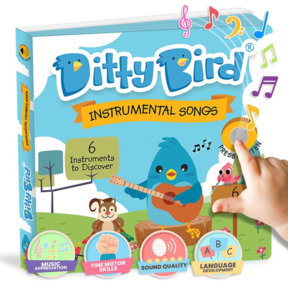 Ditty Bird | Musical Instruments | Interactive Musical Book for toddlers 1- 3 | Baby Sound Book | Sing-Along boardbook for babies