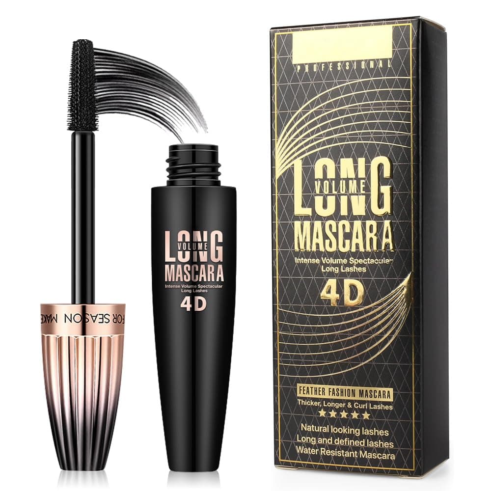 4D Silk Fiber Lash Mascara, Waterproof Long Lasting Mascara Black Volume and Length Natural, Exquisitely Full, Lengthening Thickening Softer Fuller Lashes Amplify Smudge-Proof Eyelash Mascaras,1 Pack