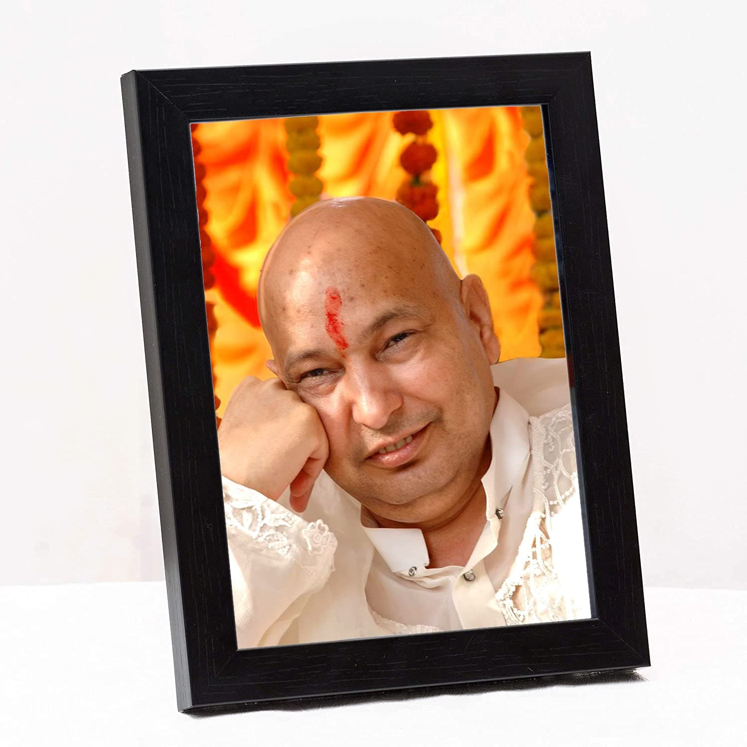 Zig Zag Guruji Photo With Frame | Jai Guruji Swaroop Picture For Wall / Table Frame Small Size ( Black 6x8 )