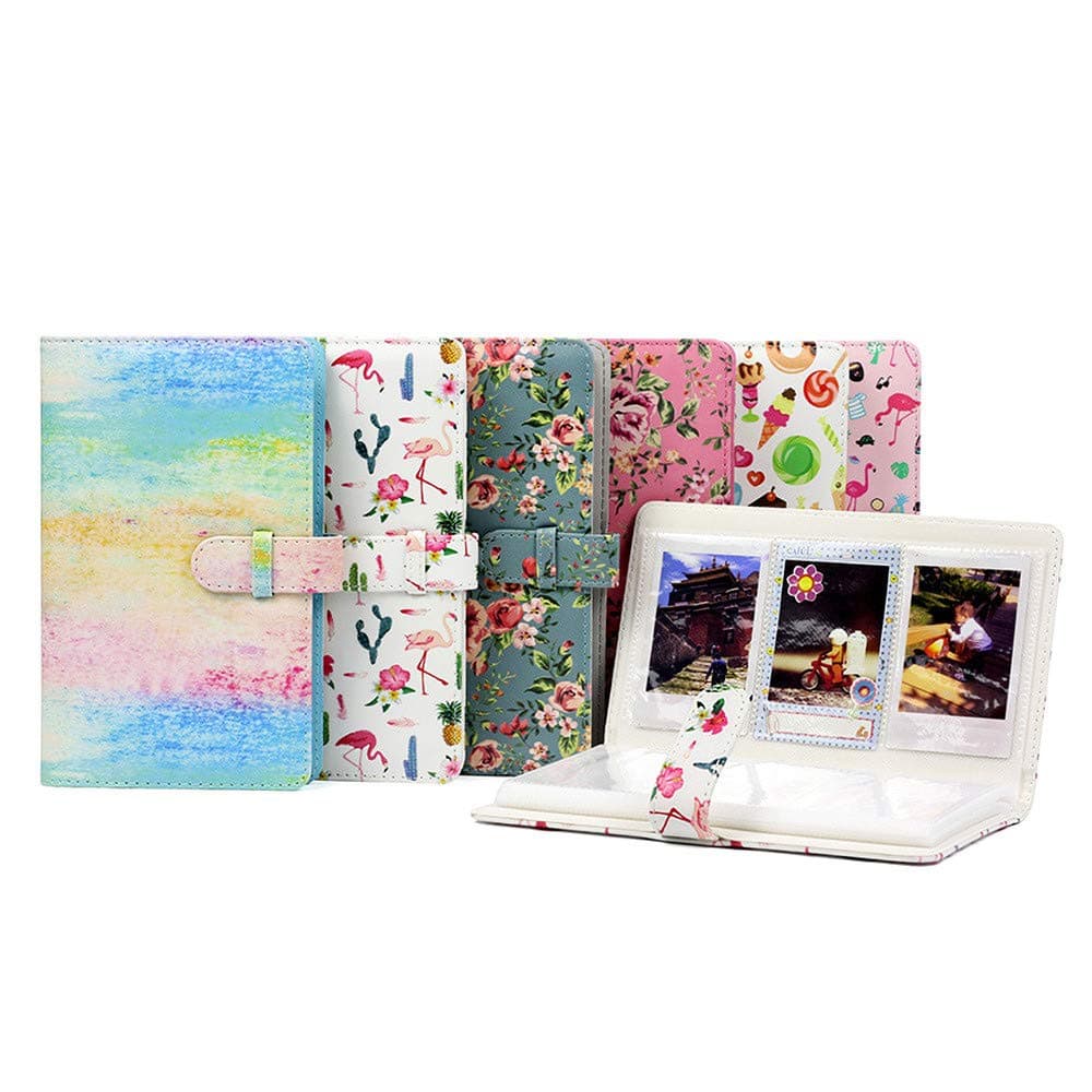 FEIXAING 96 Pockets Portable Mini Photo Album PU Leather Photo Picture Book Album for Fujifilm Instax Mini 9 8 7s 70 25 50s 90 Color Films Photo Camera Paper Oil color