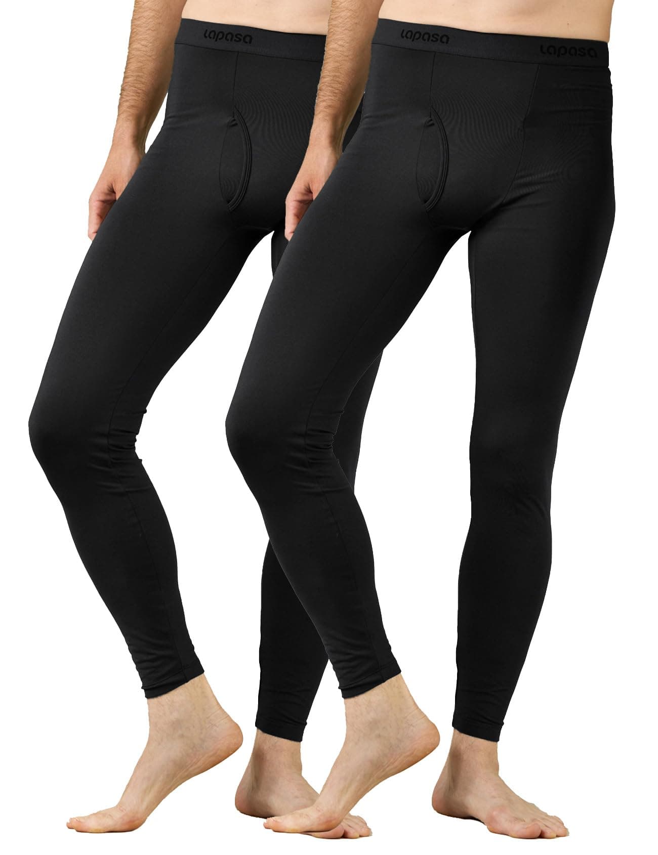 LAPASAMen's Inner Fleece Thermal Underpants, Warm Functional Underwear, Thermal Pants M10, Black (Pack of 2), L