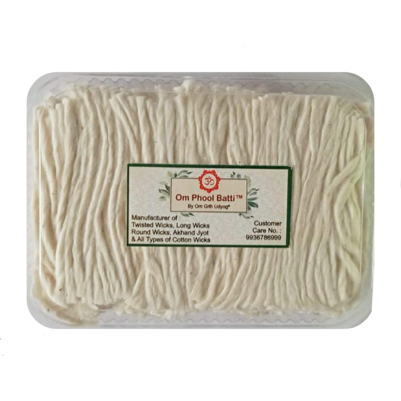 Om Phool Batti Long Cotton Wicks for Diya, Lambi Batti for Puja, 1000 Pcs (Pack of 1, White)