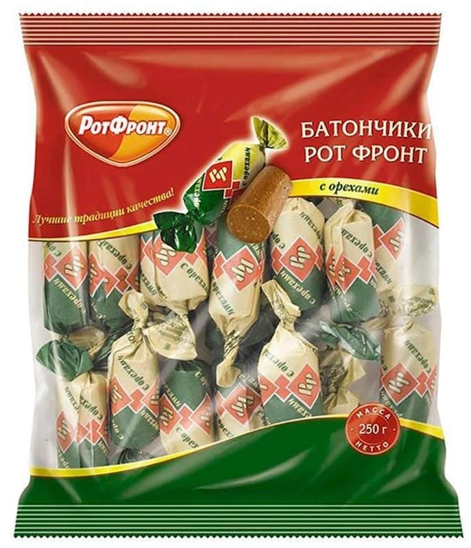 GenericBatonchik Nutty Rot Front 250g/8.8oz Imported Gourmet Russian Candy Bars by UNICONF with crushed Hazelnuts, Mini
