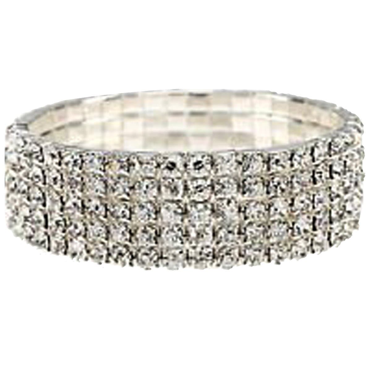 Nambeads 5 ROW DIAMANTE RHINESTONE CRYSTAL STRETCH BRACELET