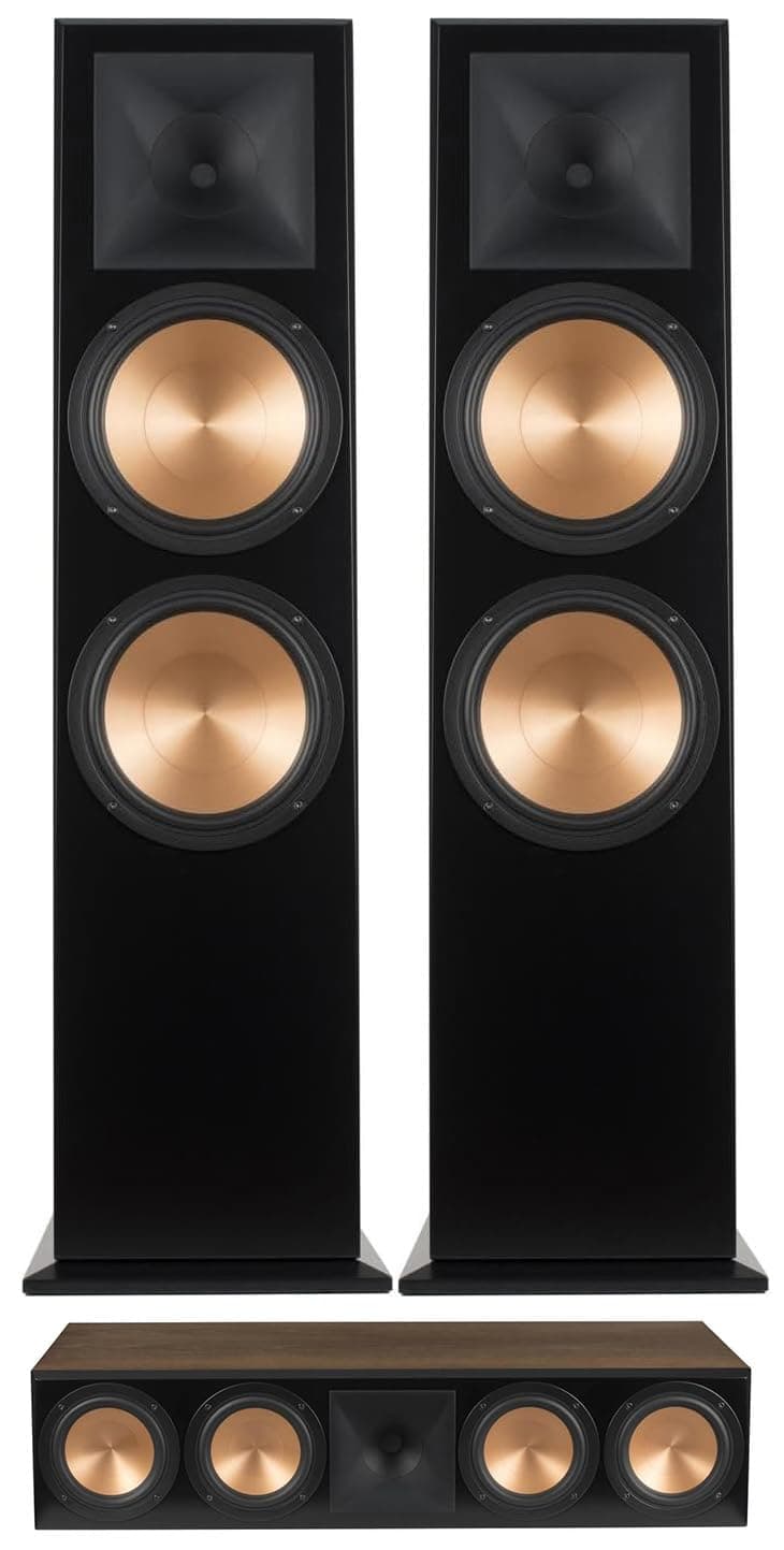 Klipsch RF-7 III Walnut Wood Furniture Made Floorstanding Speaker Pair with a Klipsch RC-64 III Walnut Wood Furniture Made Center Channel Speaker (2017)