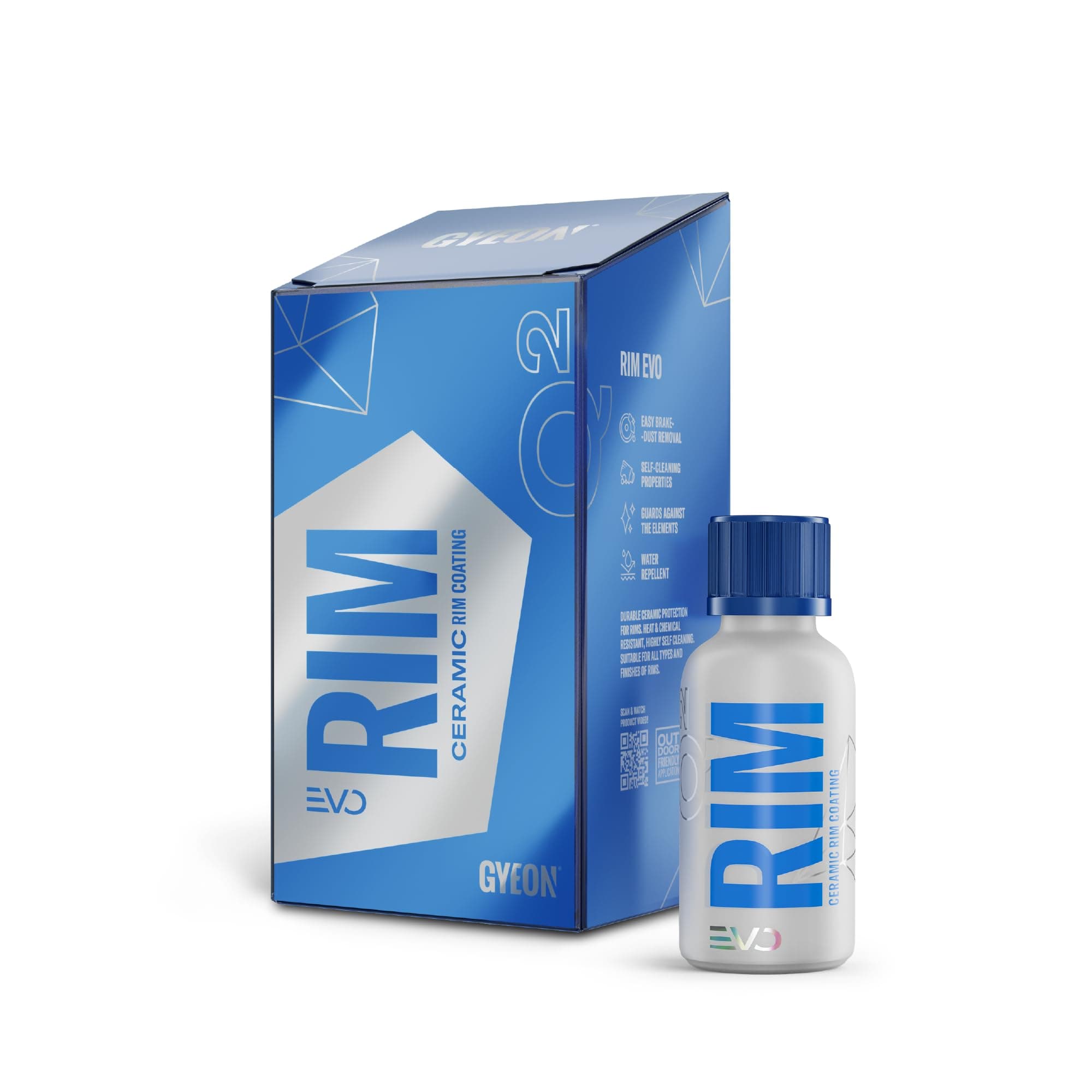 Q² Rim EVO - Wheel Ceramic Coating Kit - Alloy Wheel Protector & Water Repellent - High-Temperature Resistant - Self-Cleaning for Painted, Powder-Coated, Polished & Anodised Rims - 30ml