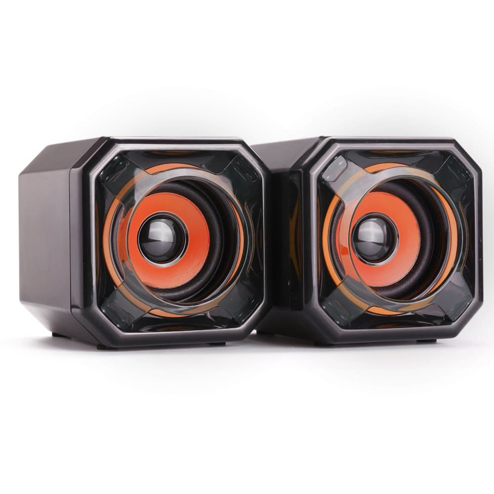 WESDAR PC Speakers 3.5mm Audio Jack USB Powered Subwoofer Compute Set for Mac iMac Gaming PC Laptop Desktop Notebook Computer Tablet, Pack of 2, Black and Orange, BkOR-161