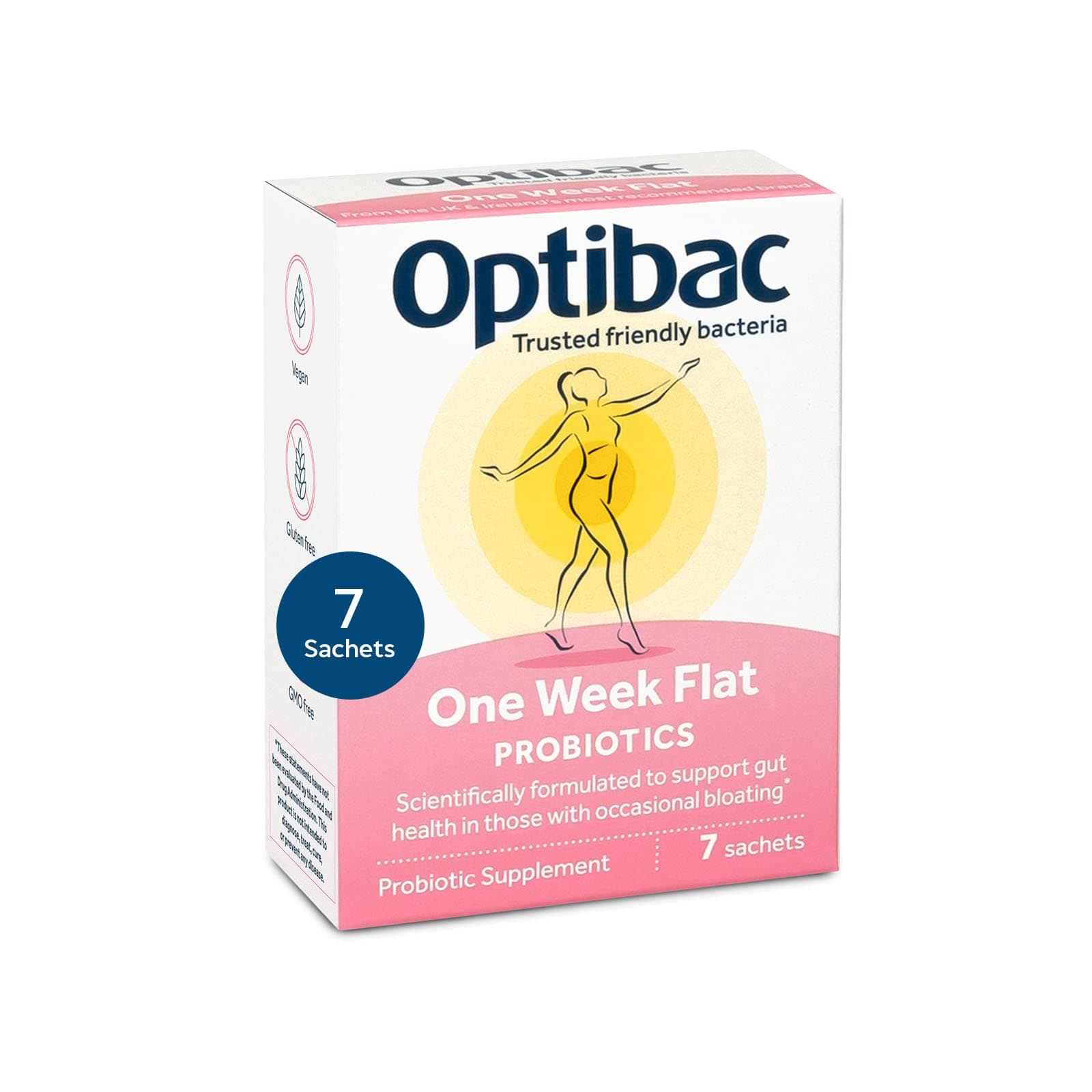 One Week Flat - Vegan Probiotic Supplement for Digestion, Gut Health & Occasional Bloating, 5 Billion CFU - 7 Sachets