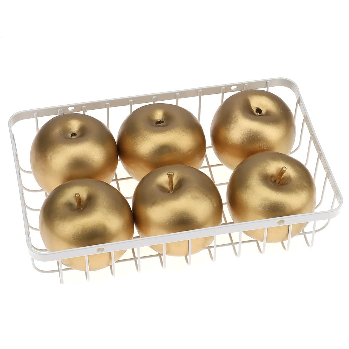 Meiwlong 6 PCS Artificial Golden Apples Fake Plastic Fruits Props Decoration Home Party Faux Lifelike Food Model Ornament Holiday Kitchen