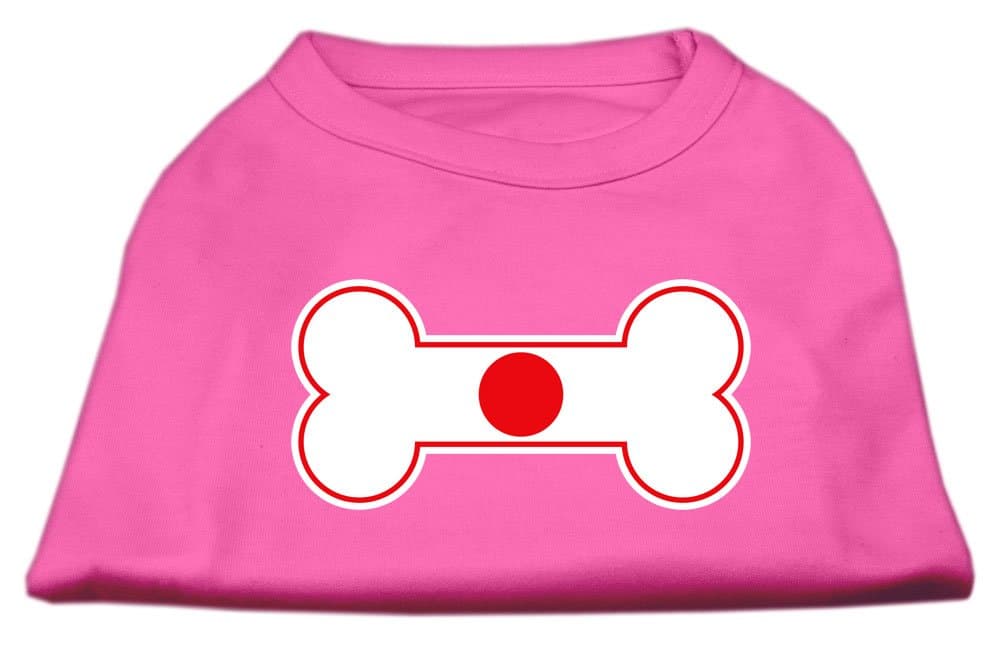 Mirage Pet Products 8-Inch Bone Shaped Japan Flag Screen Print Shirts for Pets, X-Small, Bright Pink