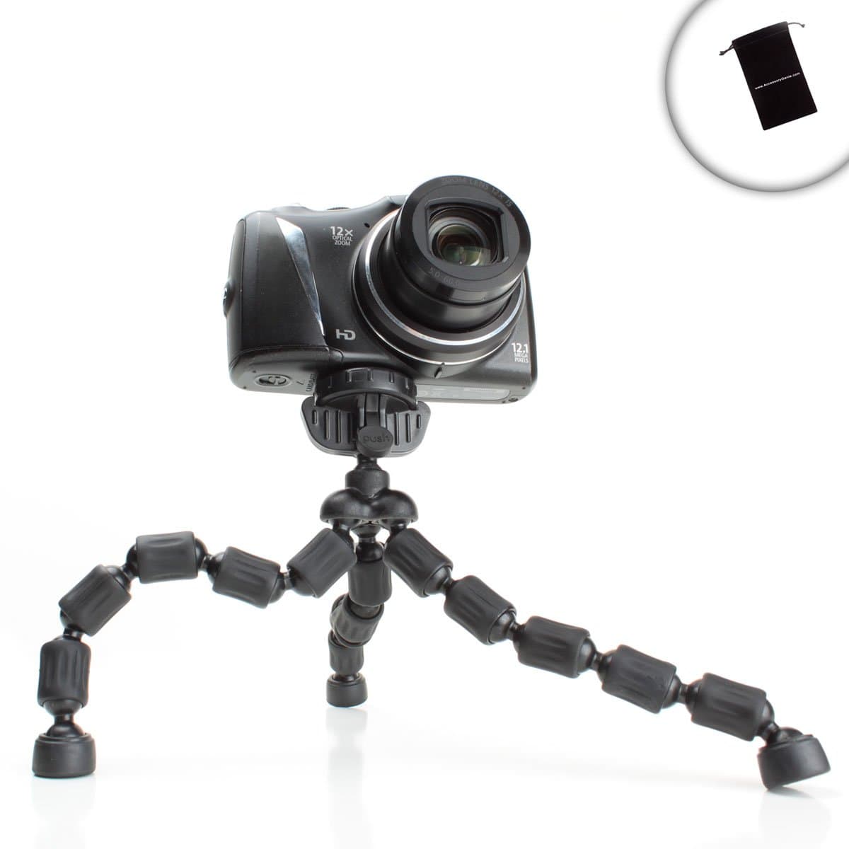 Compact Flexible Camera & Video Camcorder Tripod with Adjustable Leg & Quick Release for Nikon COOLPIX A , AW100 , AW110 , P330 , P510 , L28 , L810 , L820 , S9200 , S9500 and More Nikon Digital Cameras