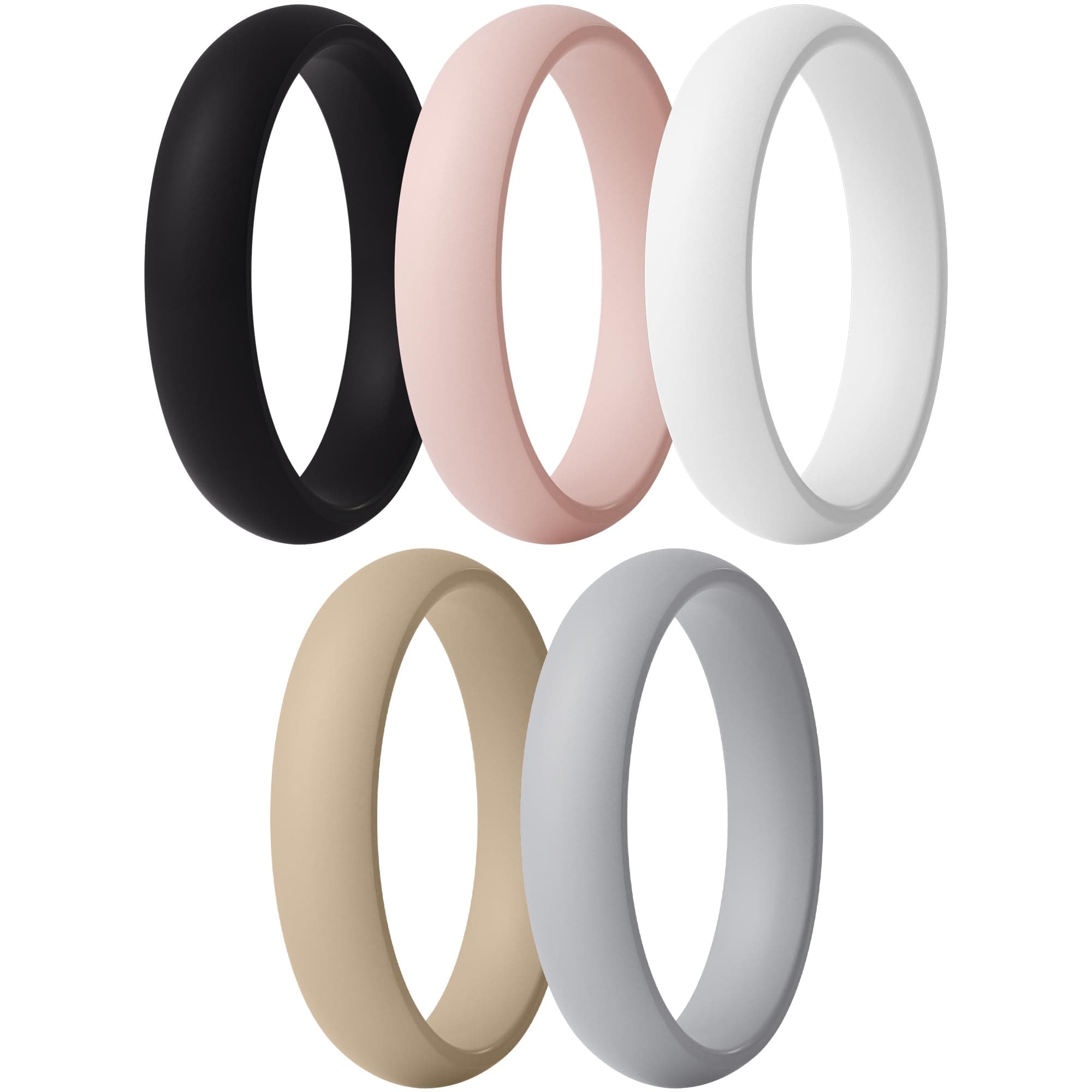 ThunderFit Women’s Silicone Engagement Rings, 5.5mm Wide, 2.1mm Thick, Wedding Rubber Bands, Variety Multipack 2/3/4/7