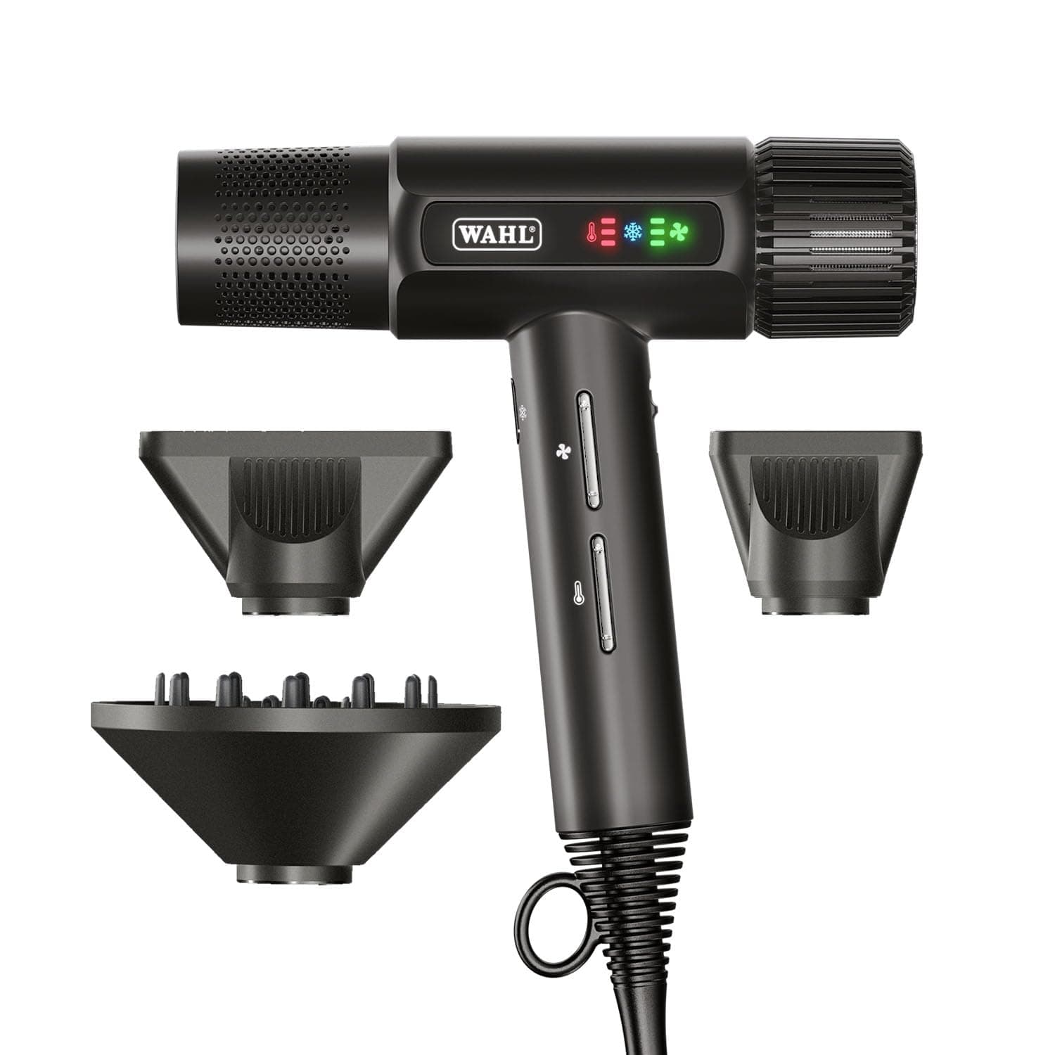 Vanquish Hair Dryer, Lightweight, LED Display, Quiet, Professional 3 Attachments, Powerful, Cool Drying, 3 Speed-Settings, Auto-Clean, Even Drying, Quick Dry