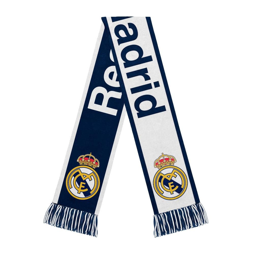 Icon Sports Officially LIcensed Real Madrid CF Reversible Scarf - Cozy Acrylic Adult Unisex Soccer Scarf