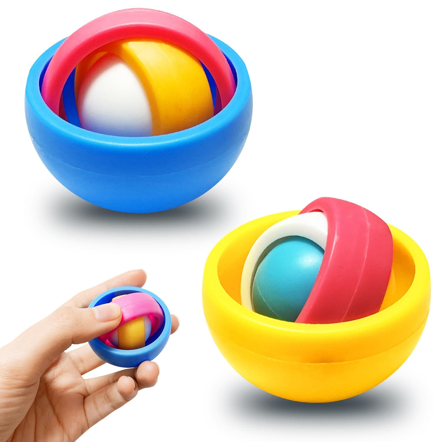 Steemjoey 2PCS 3D Infinite Flip Fidget, Decompression 3D Ball, Anxiety Relief and Fingertip Stress Relieving Toys Sensory Toys ADHD Toys Interactive Toys for Kids Adults (202)