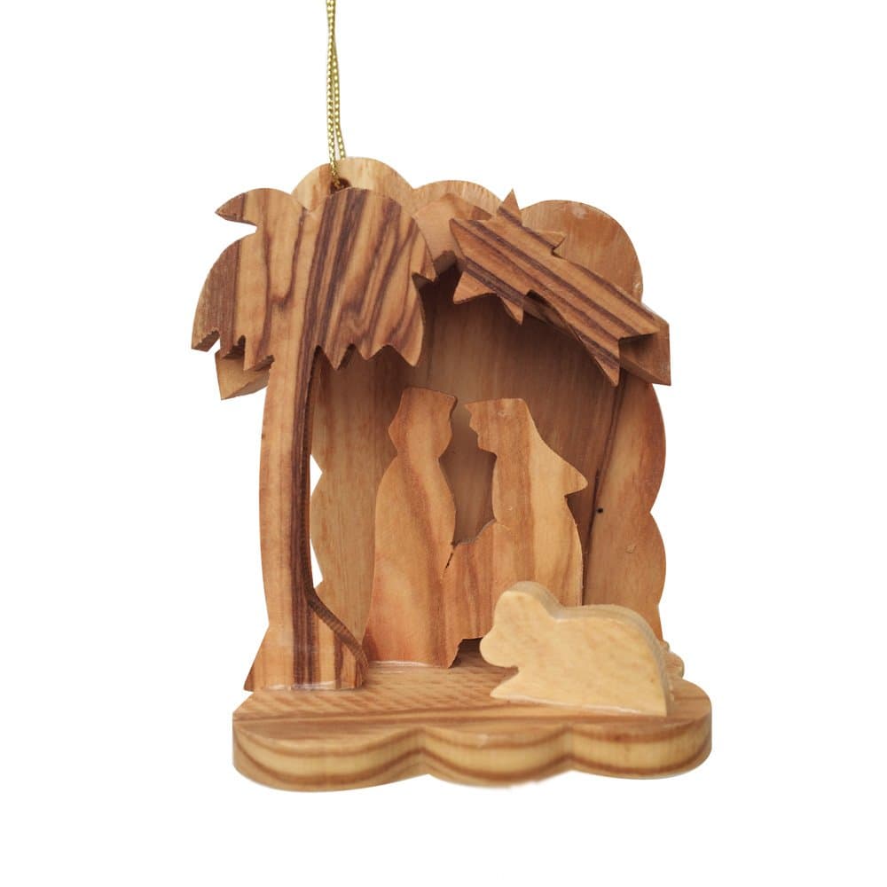 Holy Land Imports Olive Wood Small Nativity Ornament (2.6" H)