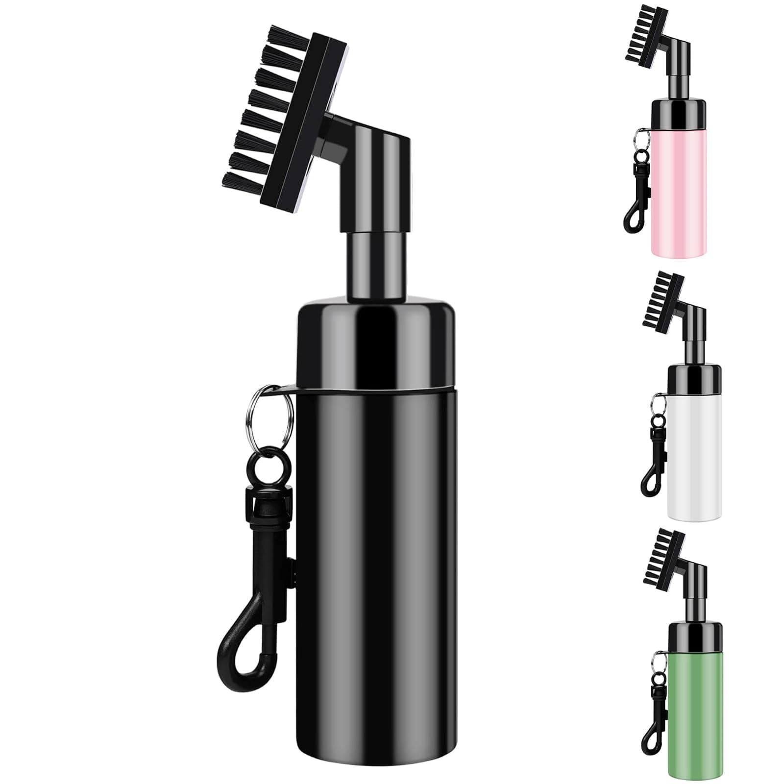 Golf Club Brush Groove Cleaner with Built-in Water Spray and Hook, Groove Cleaning Brush for Golf Ball Club, Black