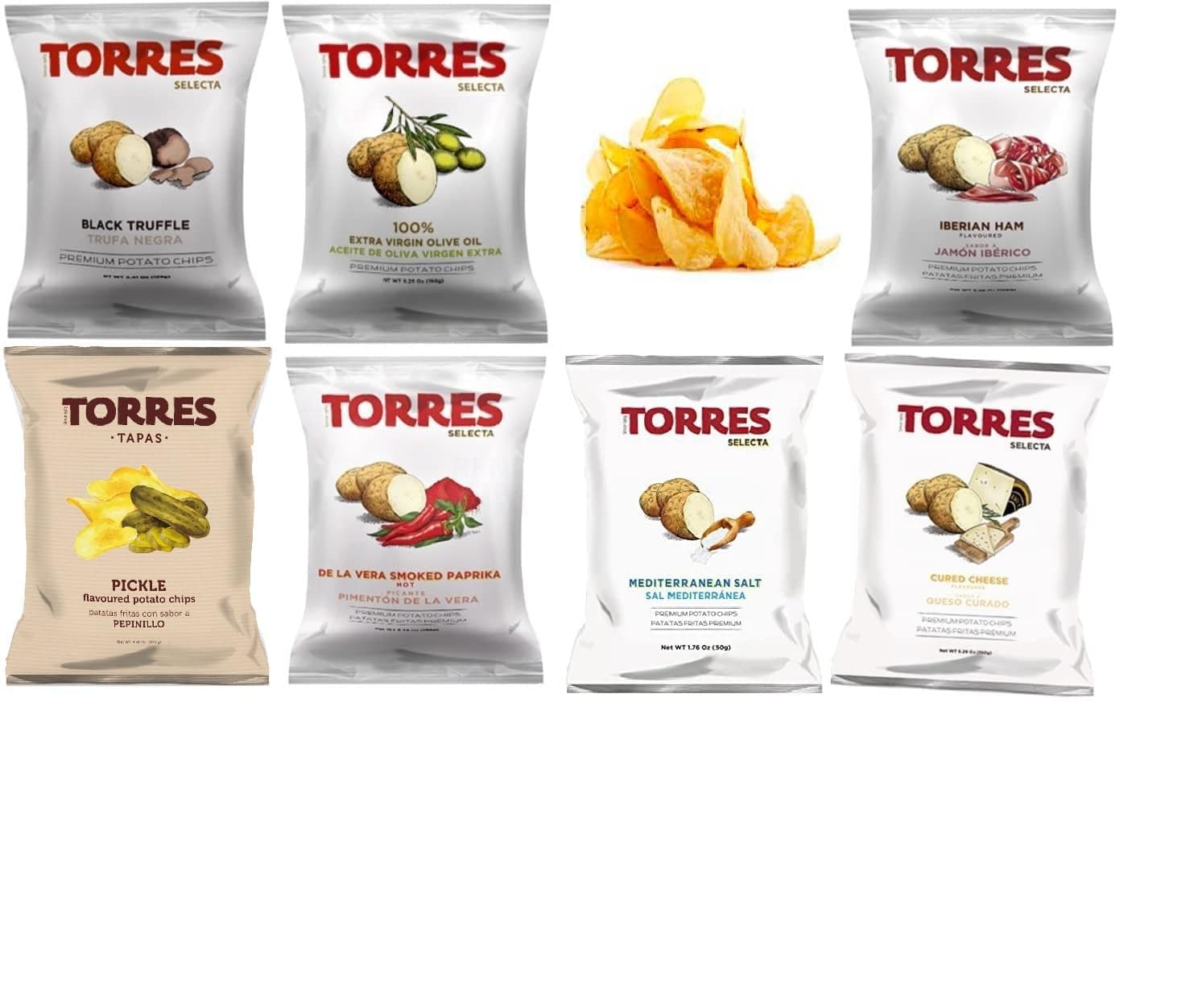 Torres Chips, Crunchy Potato Chips 7 Bag Variety Pack