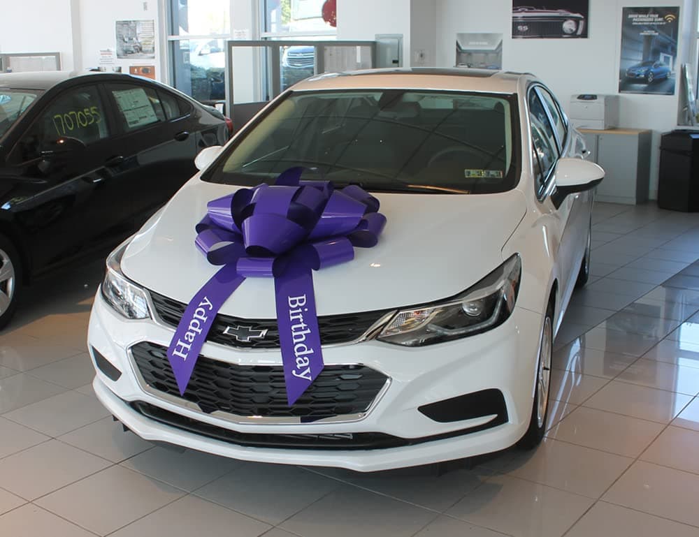 30" Happy Birthday Big Suction Cup Car Bow - Made in USA (Purple)