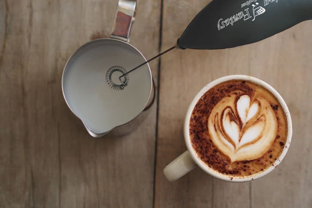 Milk Frother Handheld Electric Frother with Stainless Steel Whisking Head & Stem Stylish Black Handle Design