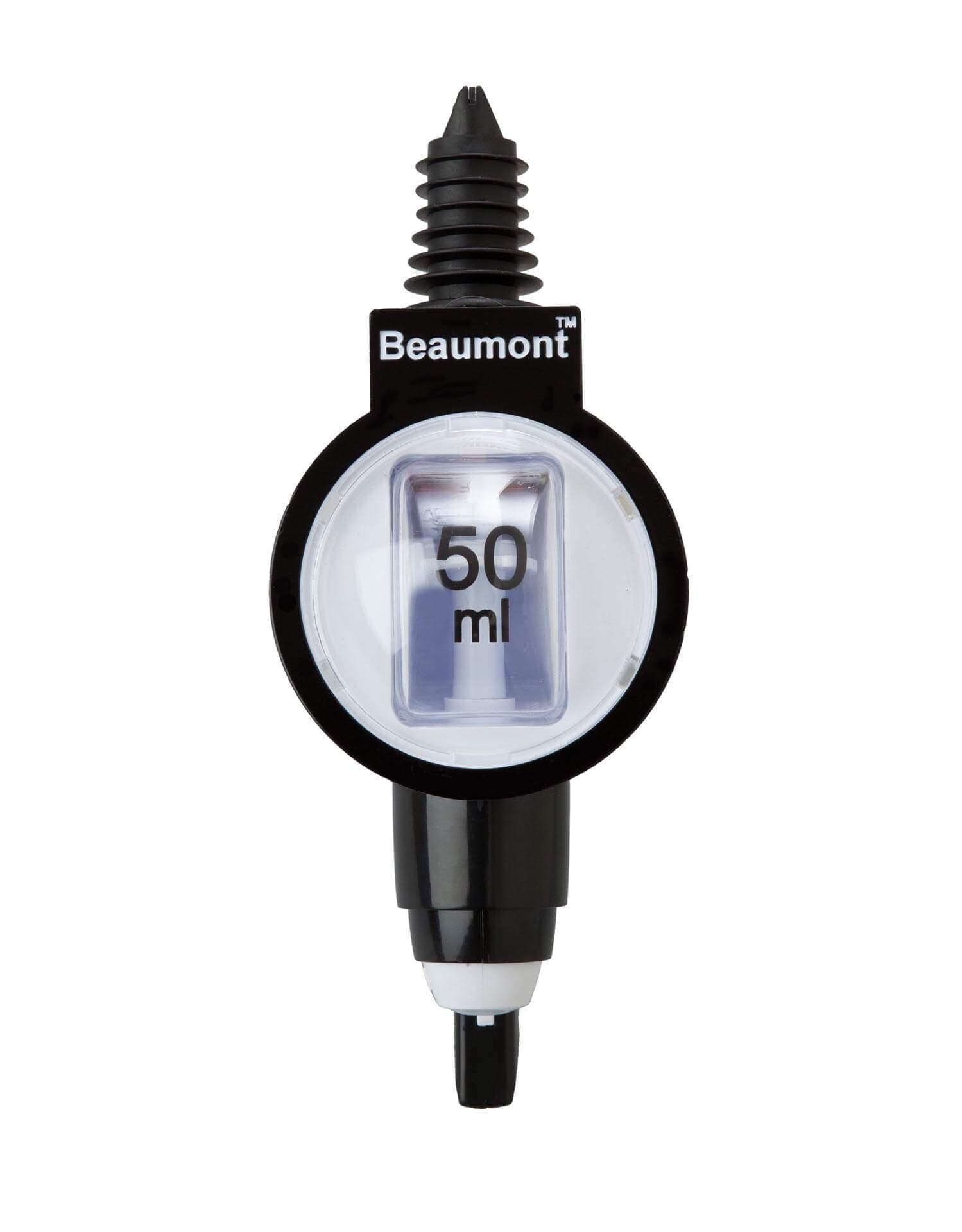 Beaumont Bar Optics 50 ml, Black & White, 50 ml Optics for Spirits, Tight Rubber Seal, Measurement Window for Monitored Dispensing, Use with a Wide Variety of Bottles, T416