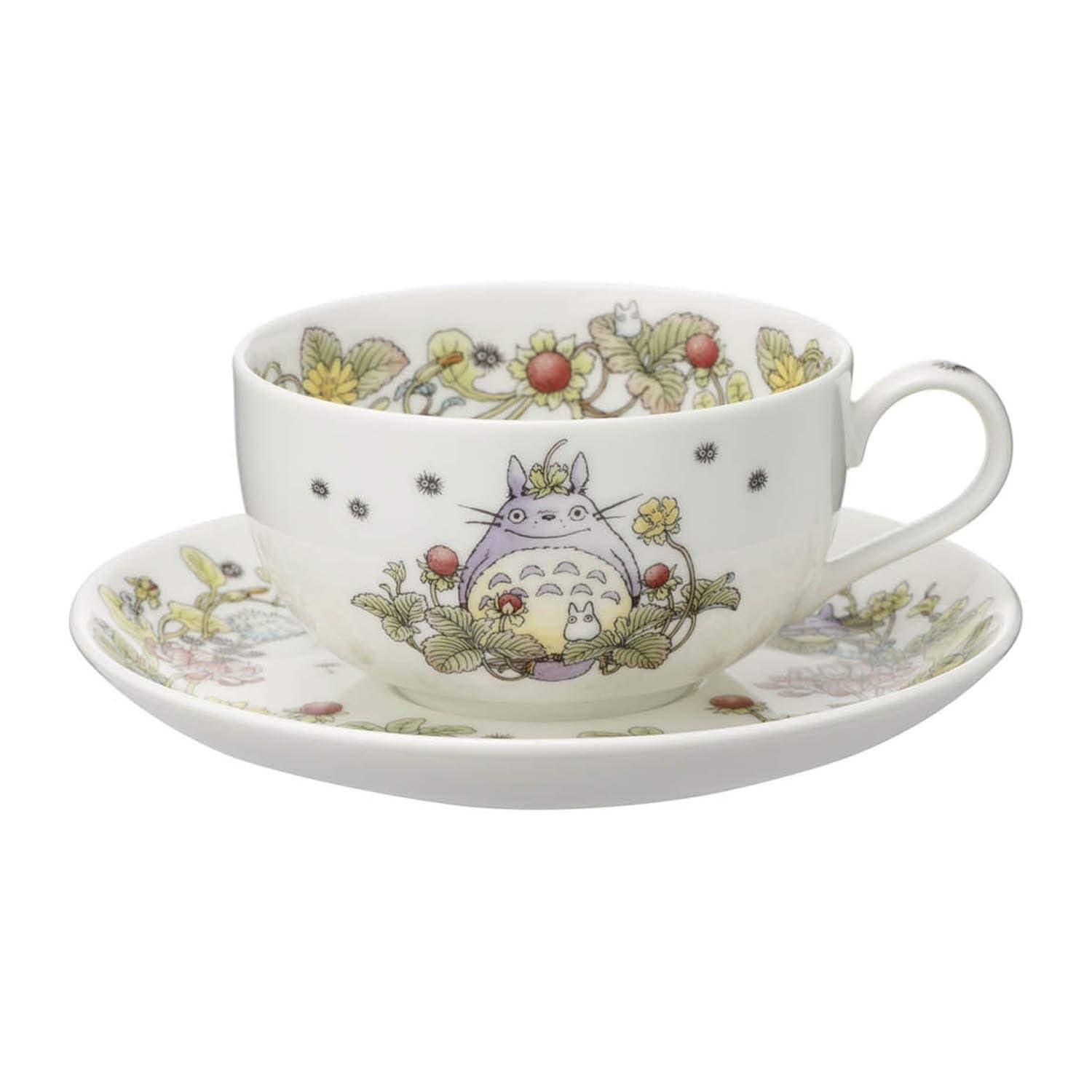 T97285A/4660-3 My Neighbor Totoro Milk Tea Cup & Saucer, 11.8 fl oz (325 cc), Snake Strawberry Version, Microwave Safe, 1 Guest, Bone China