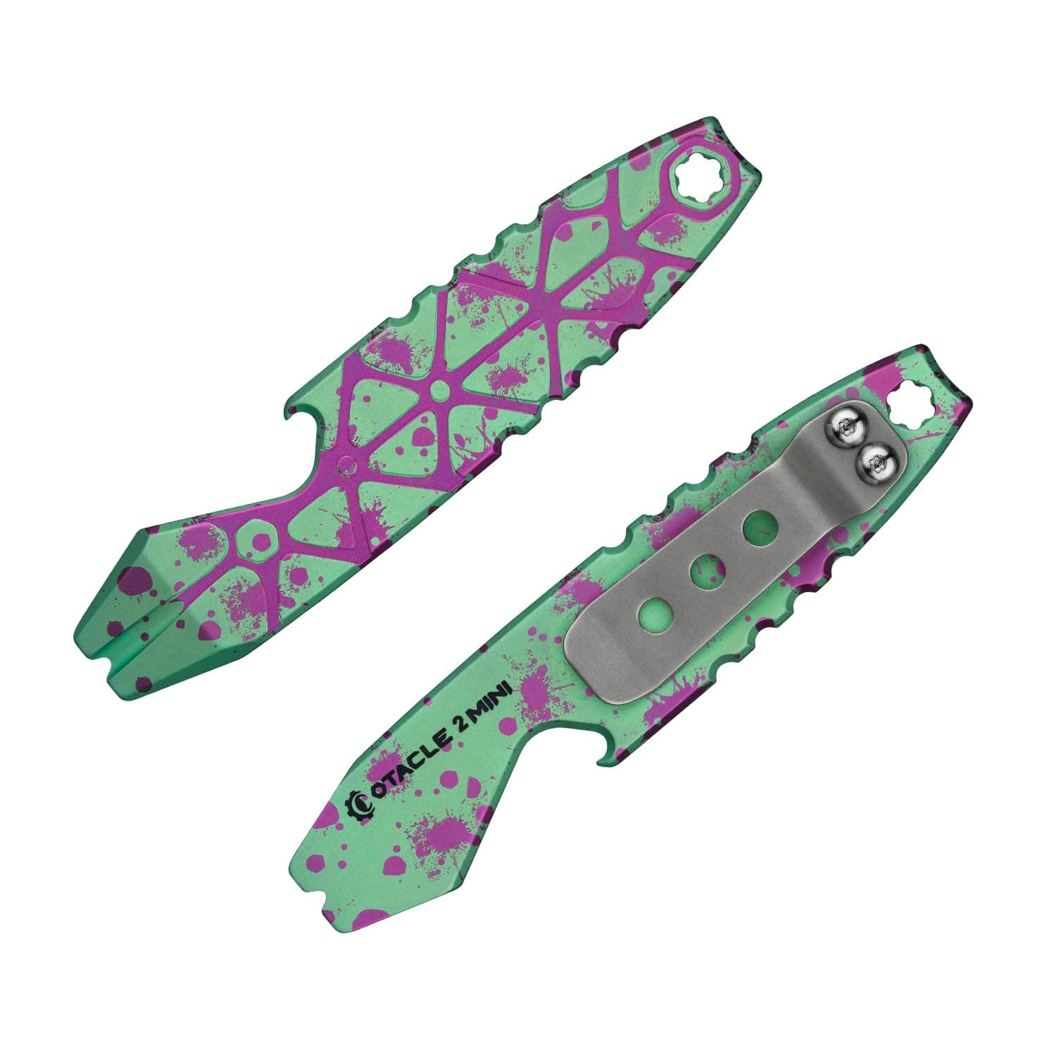 Otacle 2 Mini Titanium Bottle Opener,EDC Pry Bar with Hexagonal Wrench((Retro Zombie)