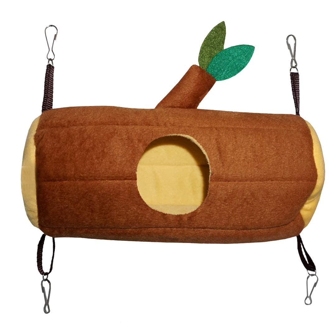 Western Era Cute Design Hanging Hut Hammock Tree Trunk for Winters for Hamster, Sugar Glider, Bird, Hedgehog, Gerbill, Squirrel, Mice, Rat, Young Guinea Pig, Young Rabbit (Light Brown)