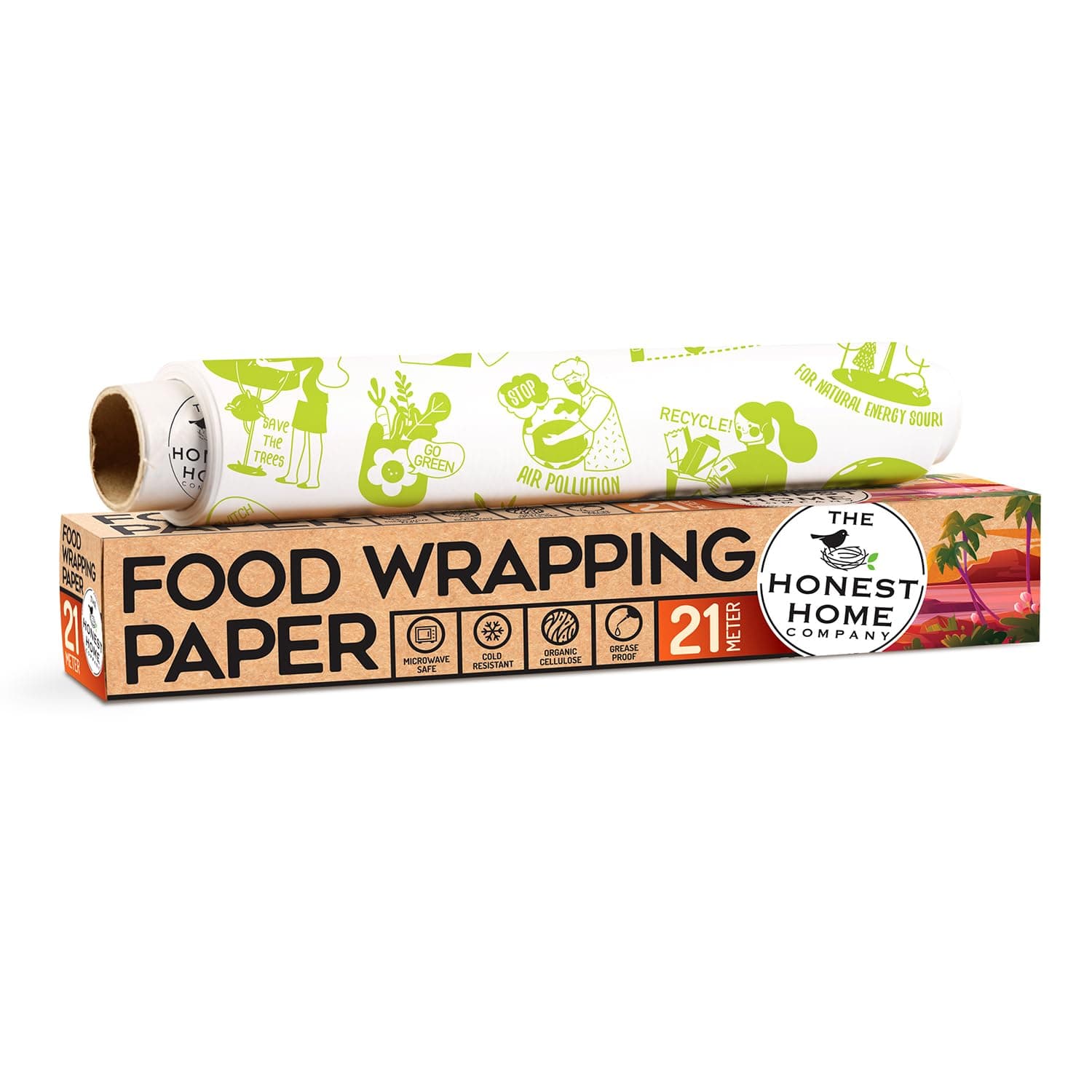 Honest Home Food Wrapping Paper Roll 21 Meters | 40 GSM, Grease-Resistant | Paper Wrap for Rotis, Sandwiches, Lunch Boxes & Storage | Oven & Freezer Safe