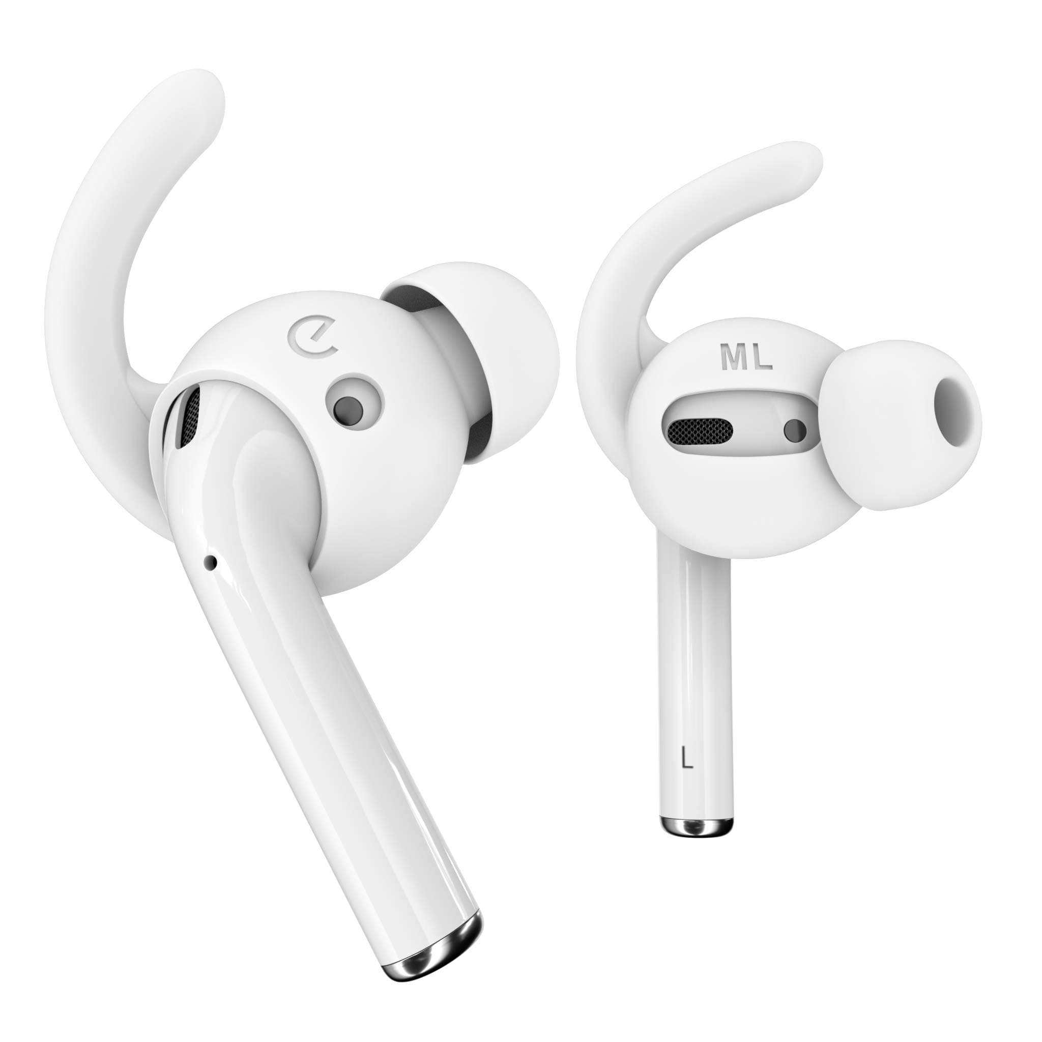 Keybudz EarBuddyz Ultra Ear Hooks and Covers Compatible with Apple AirPods 1and 2 or EarPods Featuring Bass Enhancement Technology (White)