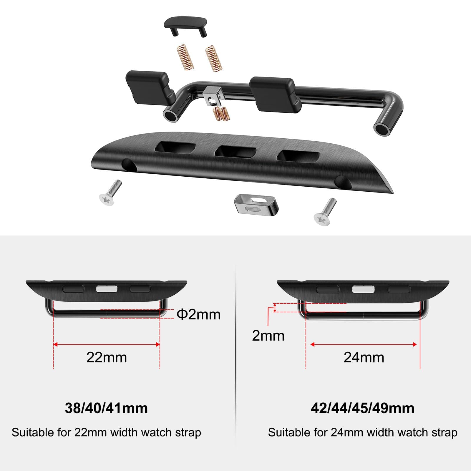 Hapysen Watch Band Connectors for Apple Watch Band Adapter, Replacement Link Attachment for iWatch Ultra (49mm) Series 10 (46 42mm) 9 8 7 (45 41mm) 6 5 4 SE (44 40mm) 3 2 1 (42 38mm) Straps 3pack