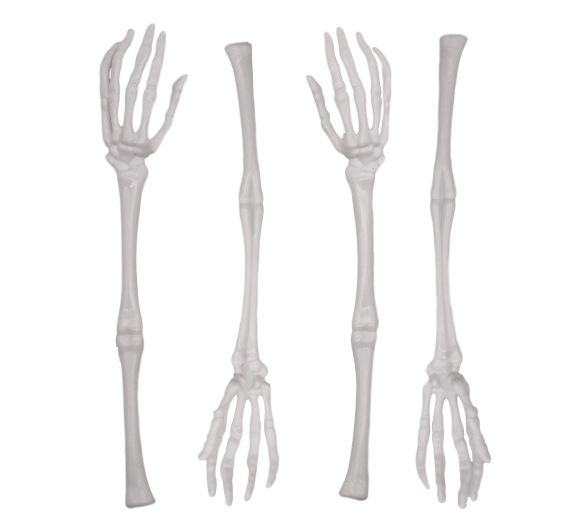Skeleton Tongs (2 Sets, White) Serving Tongs Gothic Plastic Arm Hand Kitchen Servers, 12.6 in long