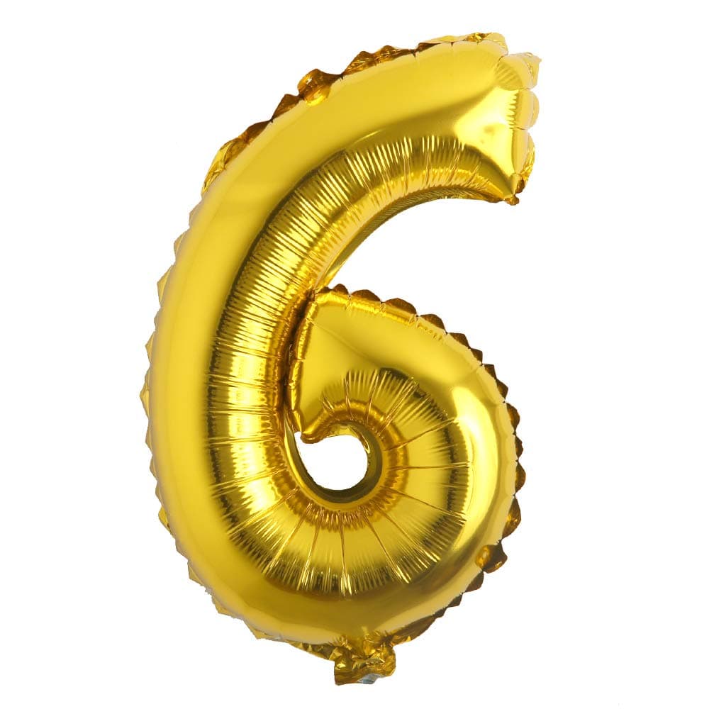 16" inch Single Gold Alphabet Letter number Balloons Aluminum Hanging Foil Film Balloon Wedding Birthday party decoration banner Air Mylar Balloons (16 inch Gold 6)