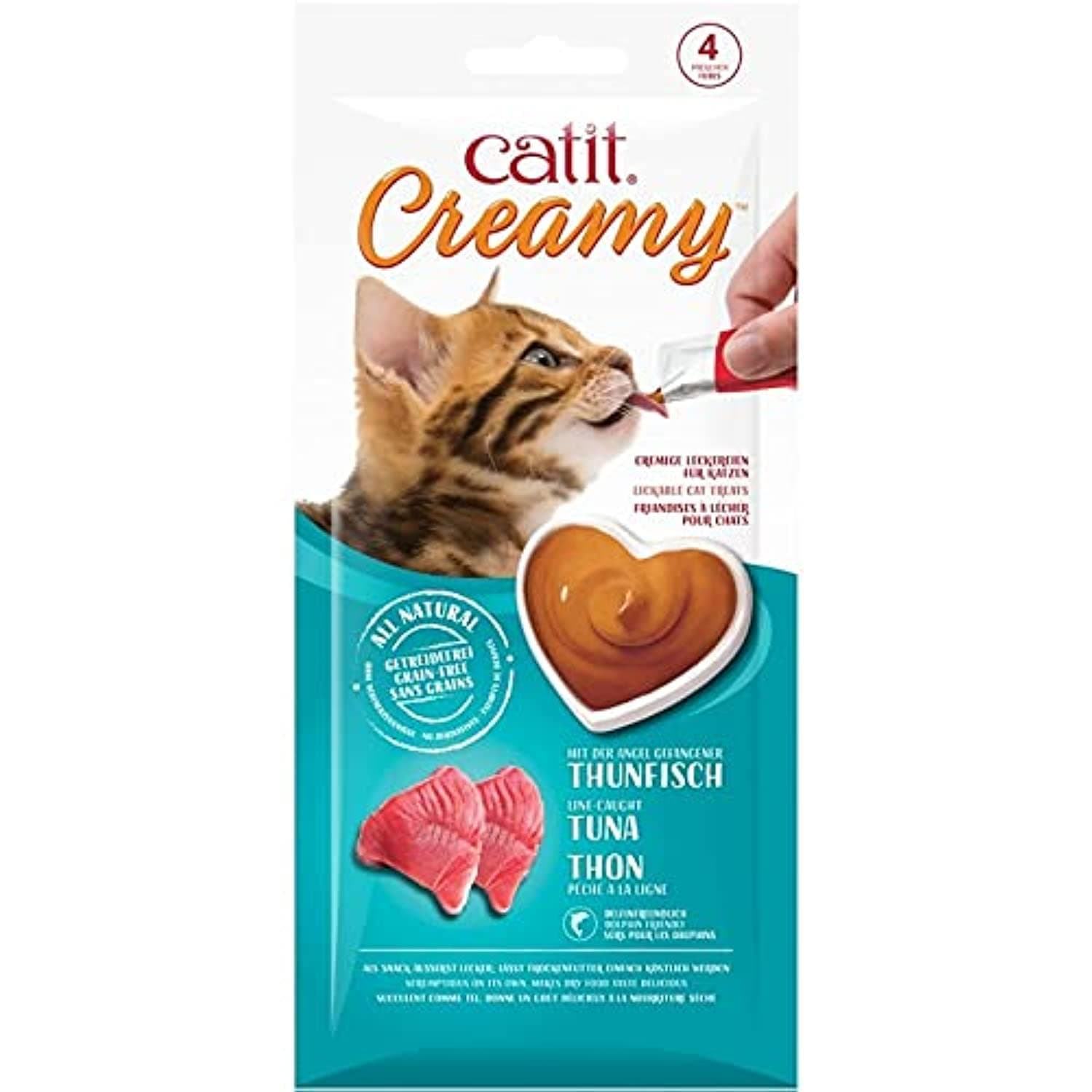 CATIT CREAMY Lickable Treats For Cat - Tuna Flavor 4 X 10G, Adult, dry