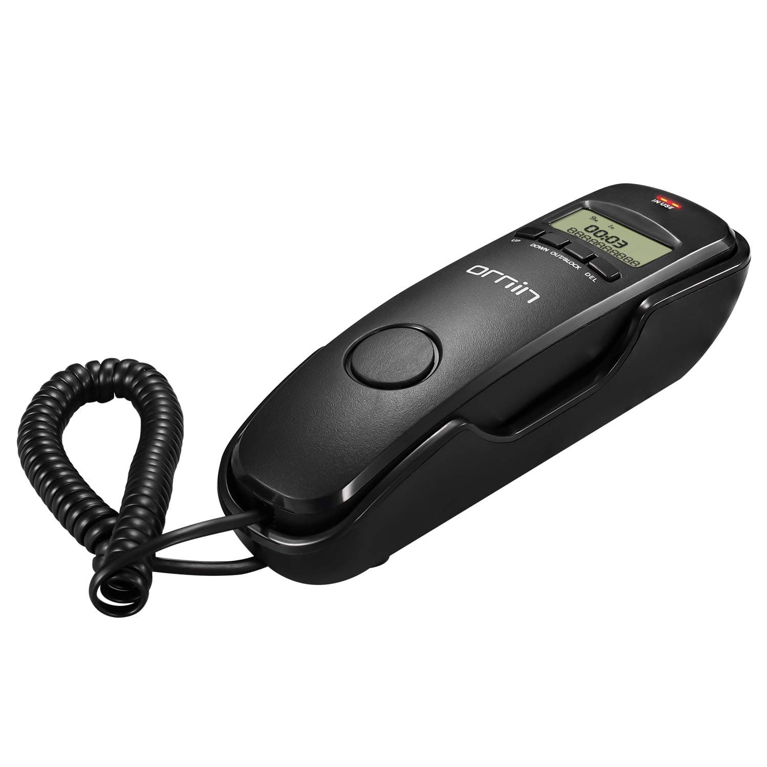 Ornin T112 Trimline Corded Telephone with Caller ID (Black)
