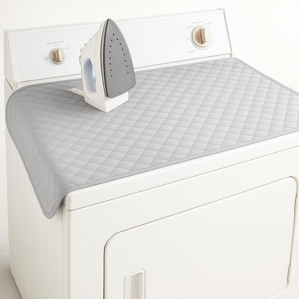 Iron Anywhere Magnetic Ironing Mat 18" x 31" – Quilted Heat-Resistant Blanket for Washer Dryer Tops – Foldable Portable Tabletop Pressing Pad and Board Alternative