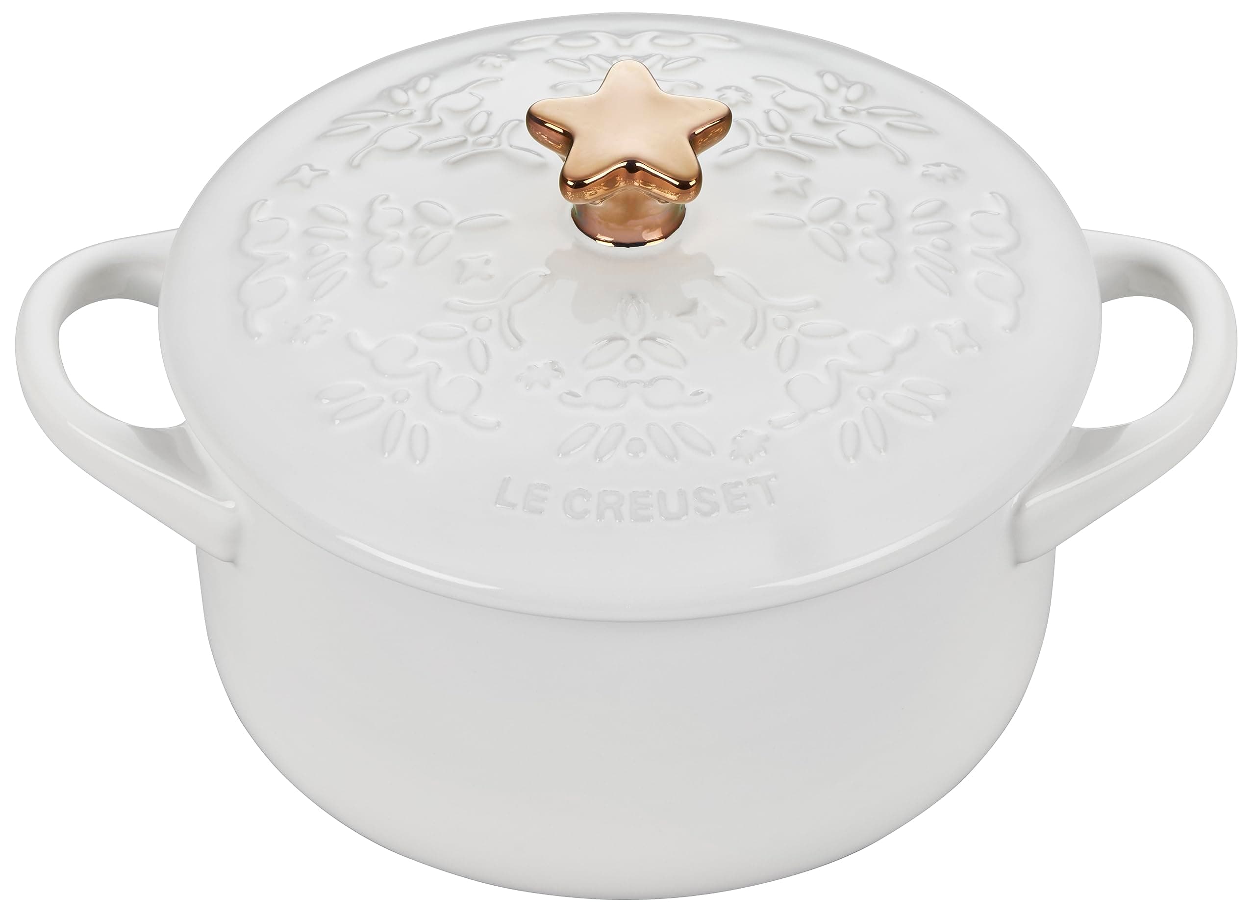 Le CreusetNoël Collection Stoneware Mini Cocotte with Star Knob, 24 oz., White